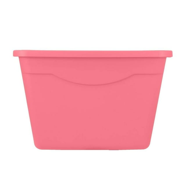 Caja Organizadora Plastic Trends de Plástico Miami Rosa 68 Litros con vista frontal centrada, caja rectangular de plástico rosa con borde superior ancho y diseño liso, resistente para almacenar ropa, juguetes y documentos, ideal para mantener el orden en el hogar y también usada para guardar materiales de manualidades o herramientas pequeñas.