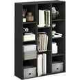 thumbnail image 4 of 11-Cube 41.7" Wooden Reversible Open Bookcase for Office, Living Room, Black, Multifunctional Shelf Storage Organizer for Home Decor, 4 of 5