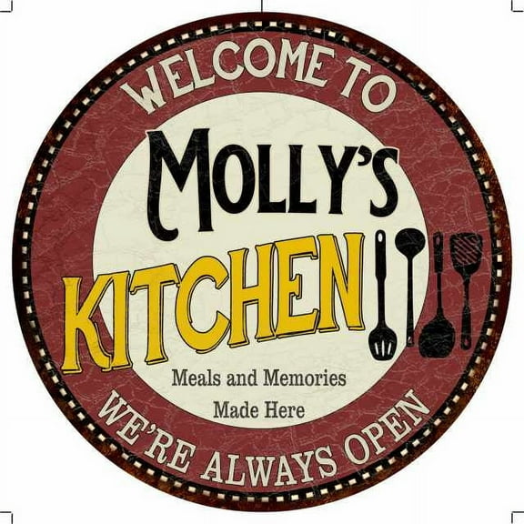 Molly's Kitchen 12" Round Metal Sign Bar Game Room Wall Déco 200120040319