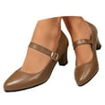 thumbnail image 2 of Low Heel Shoes for Women Square Toe Casual with Ankle Strap Mary Jane Shoes (Brown 9), 2 of 8