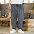 thumbnail image 7 of YLSDY Cropped Pants for Men Big & Tall Elastic Waist Drawstring Striped Harem Pant Yoga Beach Trousers Lightweight with Pocket Dark Gray XXXXL, 7 of 7
