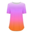 thumbnail image 4 of Plebaso Chemises Dégradées pour Femmes Manches Courtes Col Rond Tunique Décontractée Plissée Blouses Amples Habillées, 4 of 4
