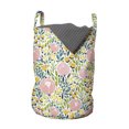 thumbnail image 1 of Botanical Laundry Bag, Pastel Meadow Blossoms Revival Rose Buds Leaves Aster Garden Art, Basket with Handles Drawstring Closure for Laundromats, 13" x 19", Blush Lime Green Mustard, by Ambesonne, 1 of 4
