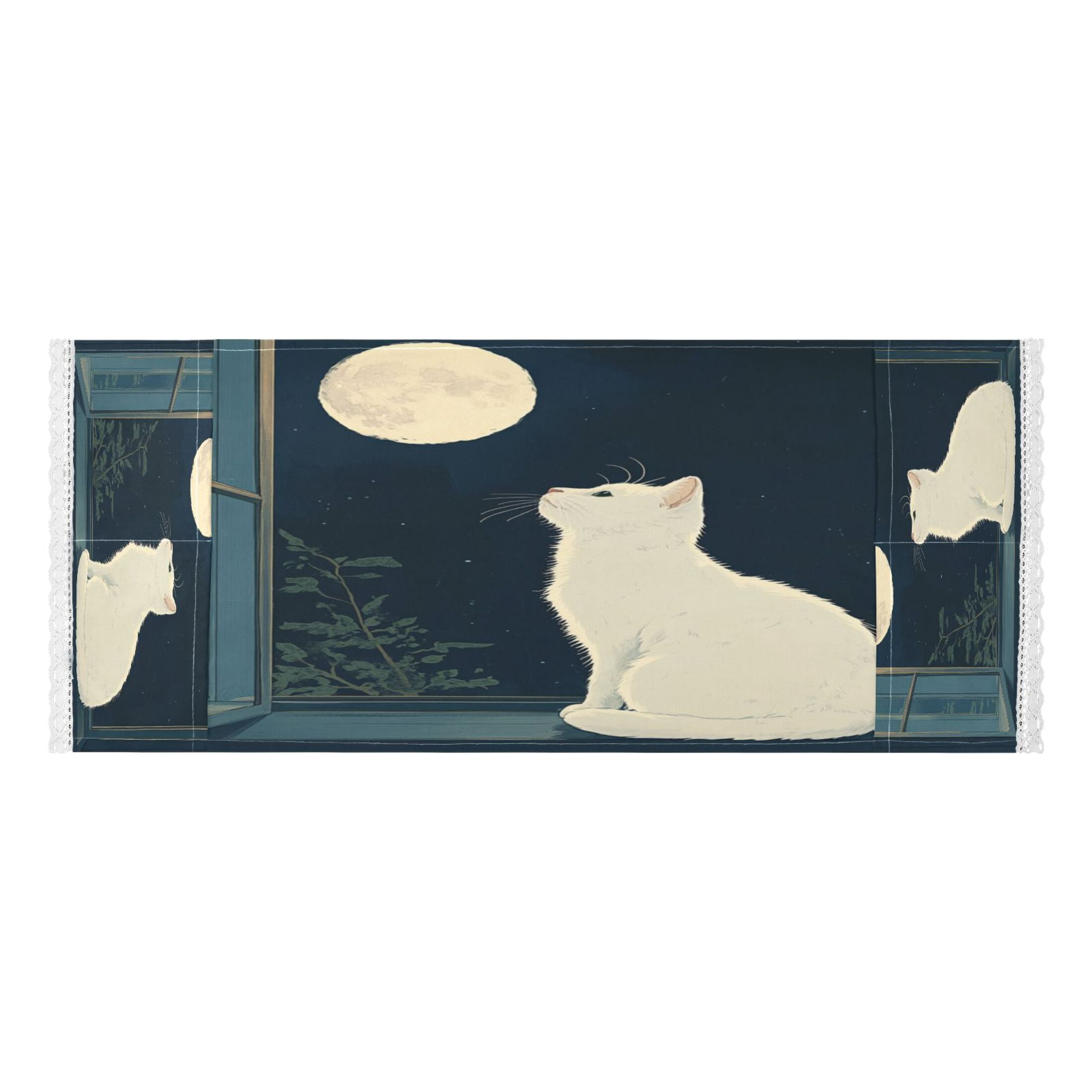 WOBOGO White Cat Enjoying The Moon Washing Machine Cloth Dryer Refrigerator Top Cover Protective Non-Slip Mat For Kitchen Laundry