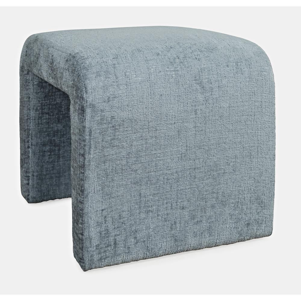 Jofran Modern Curved Upholstered Waterfall Jacquard Petite Ottoman Bench - Set of 2