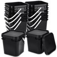 thumbnail image 1 of Cubo cuadrado Suzile de 10 litros con tapa de plástico apto para uso alimentario, negro, 10 unidades, 1 of 6