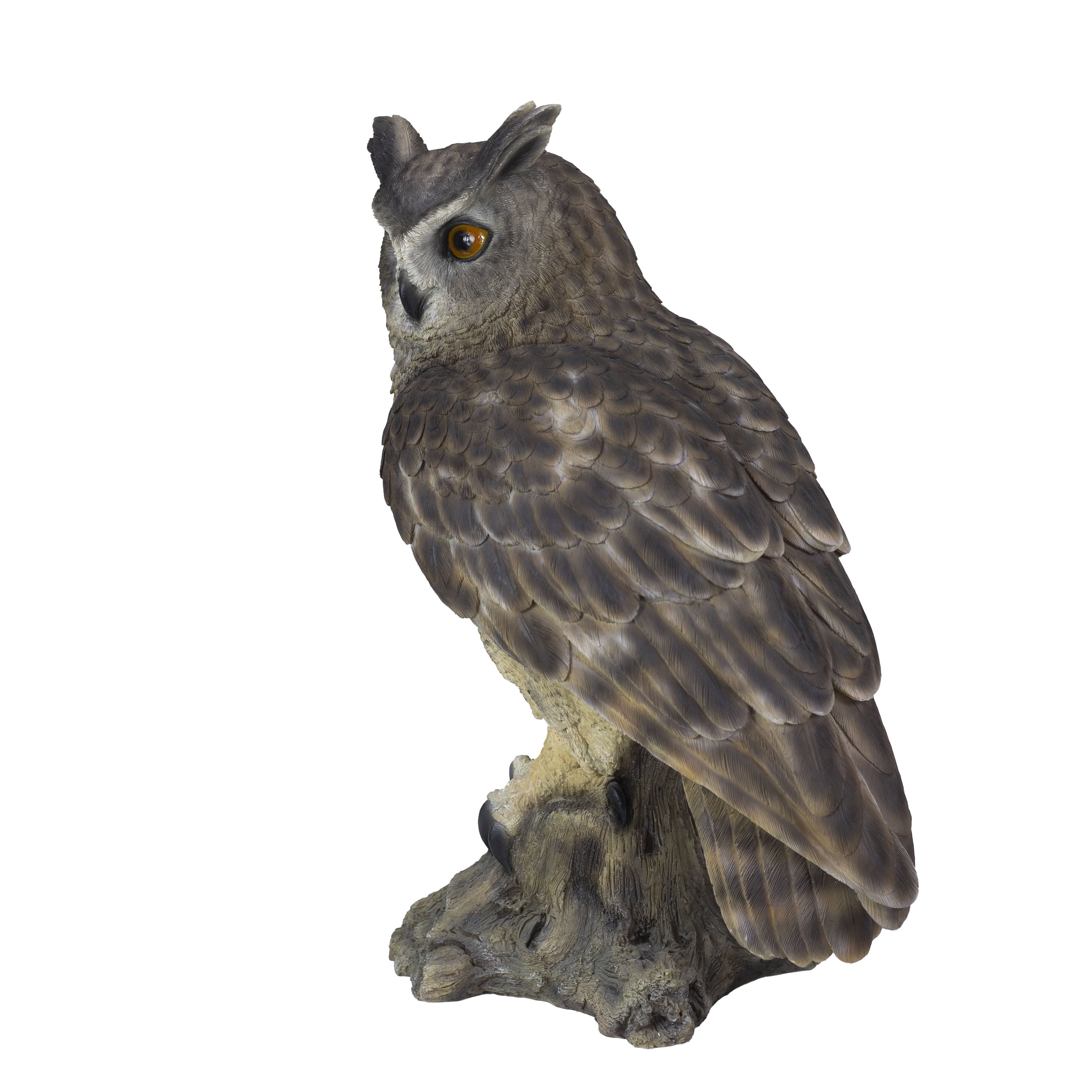 SOREAL Brown Long Eared Owl on branch | Handcrafted Decorative Bird Statue for Home & Garden | Premium Polyresin, Weather-Resistant Indoor/Outdoor Decor