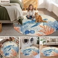 thumbnail image 5 of Sea Turtle Coastal Round Area Rug 5Ft Washable Circle Rugs for Living Room Bedroom, Blue Red Summer Beach Coral Nautical Vintage Non-Slip Carpet Floor Mats Indoor Outdoor Carpet Runner Home Decor, 5 of 8