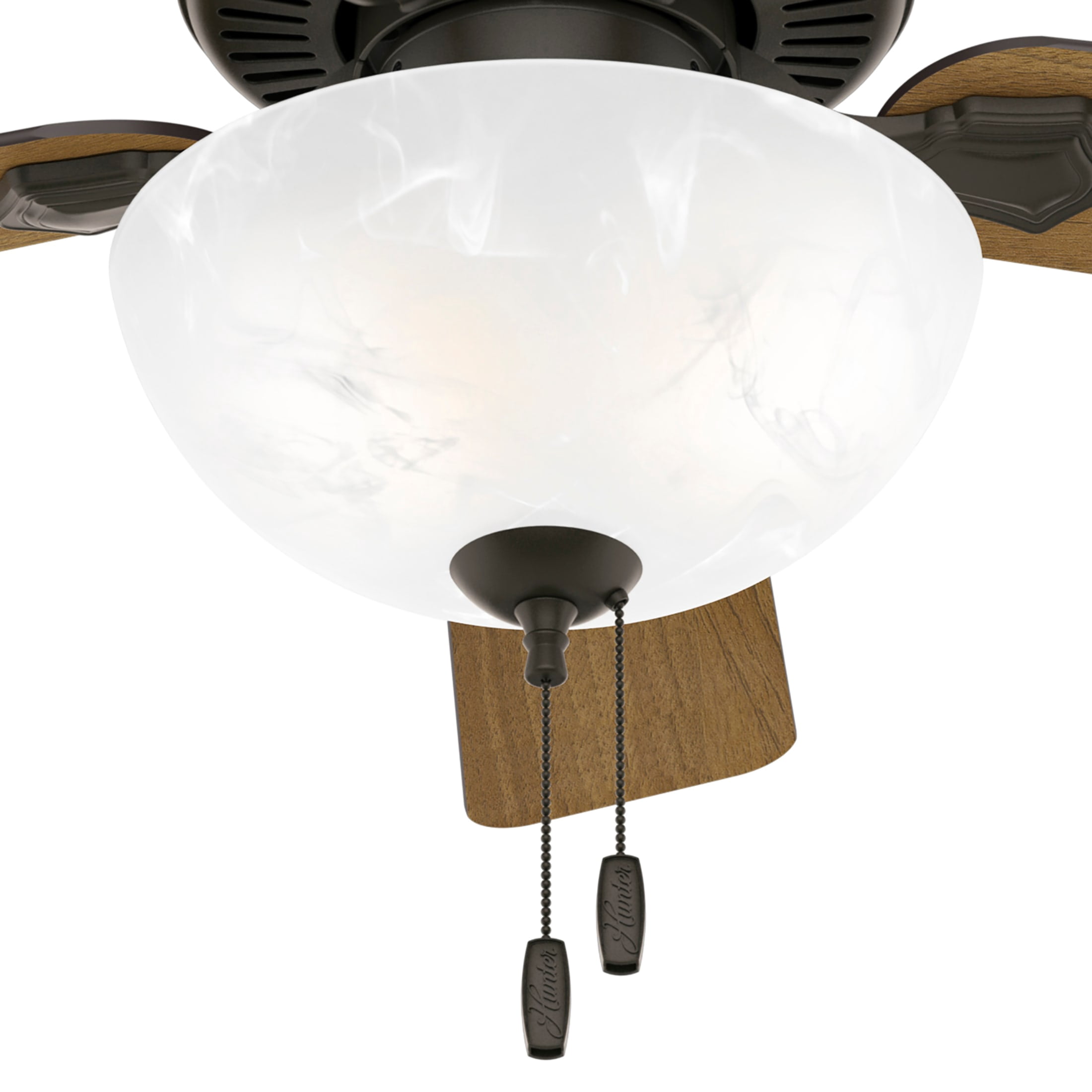 Hunter 44 inch Indoor Ceiling Fan with LED Light - Bronze Ceiling Fan with Pull Chain, For Bedroom, Living Room, or Kitchen, Standard Mount, No Remote, 5 Blades - Swanson 50896, New Bronze