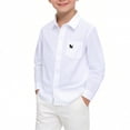 thumbnail image 2 of Boys Long Sleeve Button Down Shirt, 100% Cotton White Dress & Casual Shirt for Kids with Puppy Embroidery, Sizes 3-16 Years,Size 9-10 T, 2 of 7
