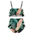 LADIGASU Swim Suits for Women 2025,Women Print Strappy Back Set Two Piece Ruffled Bikini