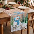 thumbnail image 2 of Burlap Table Runner 70 Inches Long,Retro Snowman Deer on Farm Wood Board Non-Slip Kitchen Table Runners for Dining Room Everyday Use Party Table Decorations Winter Snowflake, 2 of 9