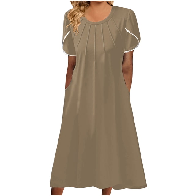 QIPOPIQ Robes pour Femmes avec Poches Manches Courtes Robes Décontractées Tendance Robe d'Été Sexy Robe Imprimée Col en V Offres 2023