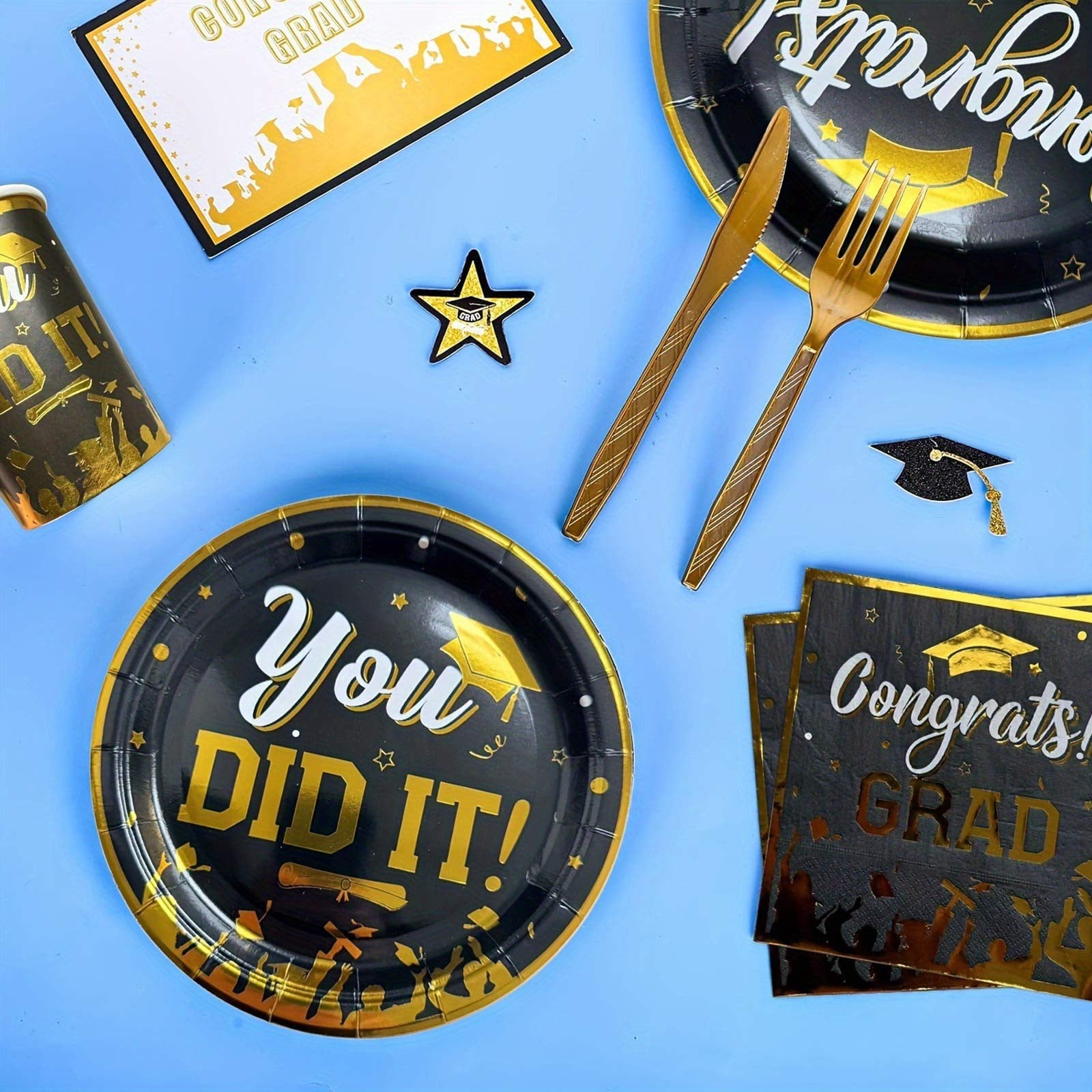 50PCS Graduation Decorations 2026 Paper Plates 9 Inch Graduation Party Plates Congrats Grad Disposable Plates for Graduation Decorations Party Supplies