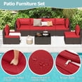 thumbnail image 4 of GYUTEI 7 Piece Patio Furniture Set with Adjustable Bracket All-Weather Wicker Conversation Set with Coffee Table for Porch Garden Backyard (Wine Red), 4 of 9