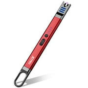 JETPRO Candle Lighter USB Rechargeable Arc Lighter with LED Light for Kitchen Camping BBQ (red)
