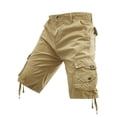 thumbnail image 2 of Mens Cargo Shorts Multi Pockets Drawstring Hem Hiking Shorts Button Fly Work Shorts Relaxed Fit Solid Color Outdoor Fishing Outfits, 2 of 6
