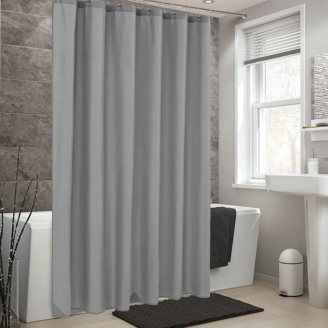 Waterproof Fabric Shower Curtain Liner - Soft & Light-Weight Polyester Cloth Shower Liner, Hotel Quality & Machine Washable - Standard Size 71x71, White