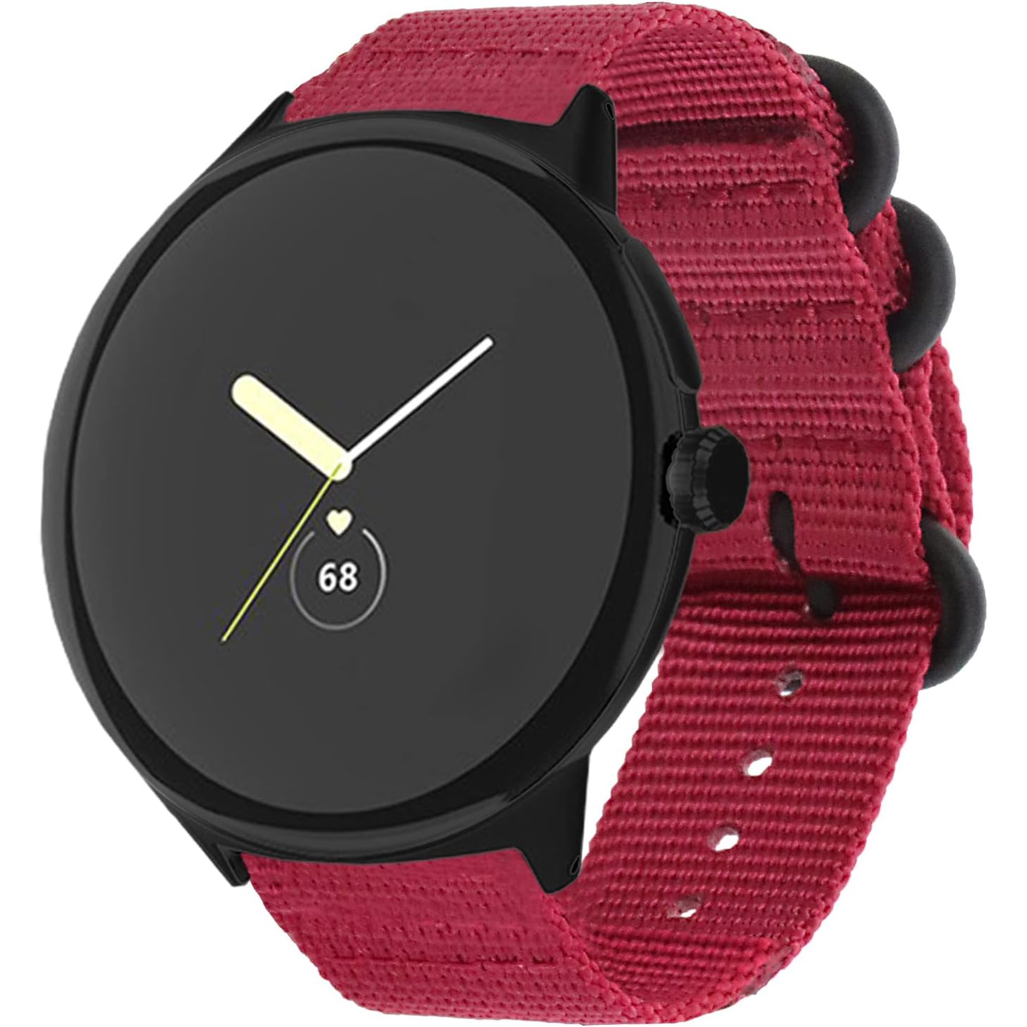 KOMI Compatible with Google Pixel Watch Bands Women Men, Woven Bands Fabric Breathable Canvas Replacement Bands Wristbands Accessory Straps Bracelet Fit for Google Pixel Watch Red