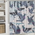 thumbnail image 6 of JEUXUS Shower Curtain - Durable and Washable - Seamless Cute Pigeons Pattern - Multiple Sizes White, 6 of 7