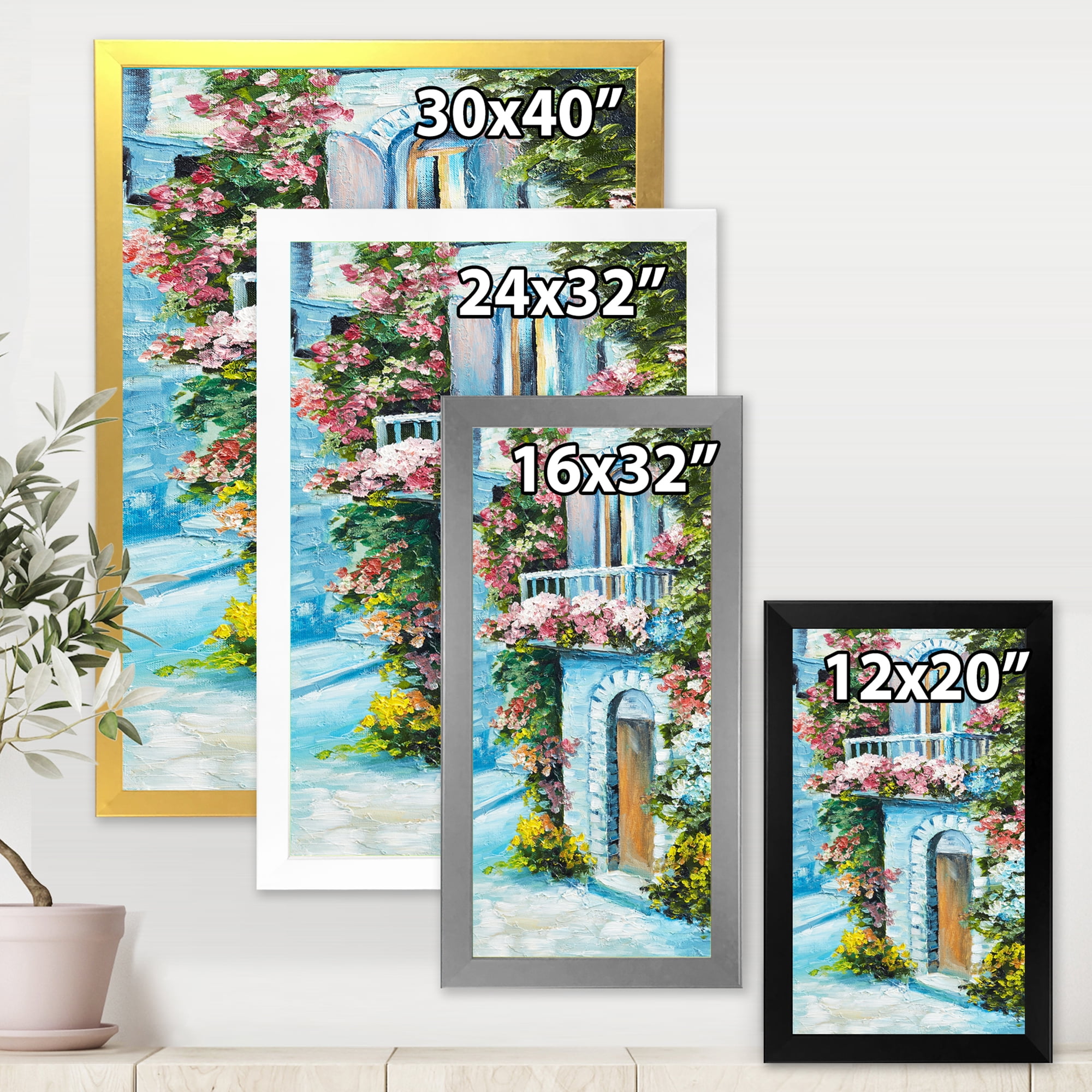 Designart 'House With Colorful Flowers Near The Sea II' Traditional Framed Art Print