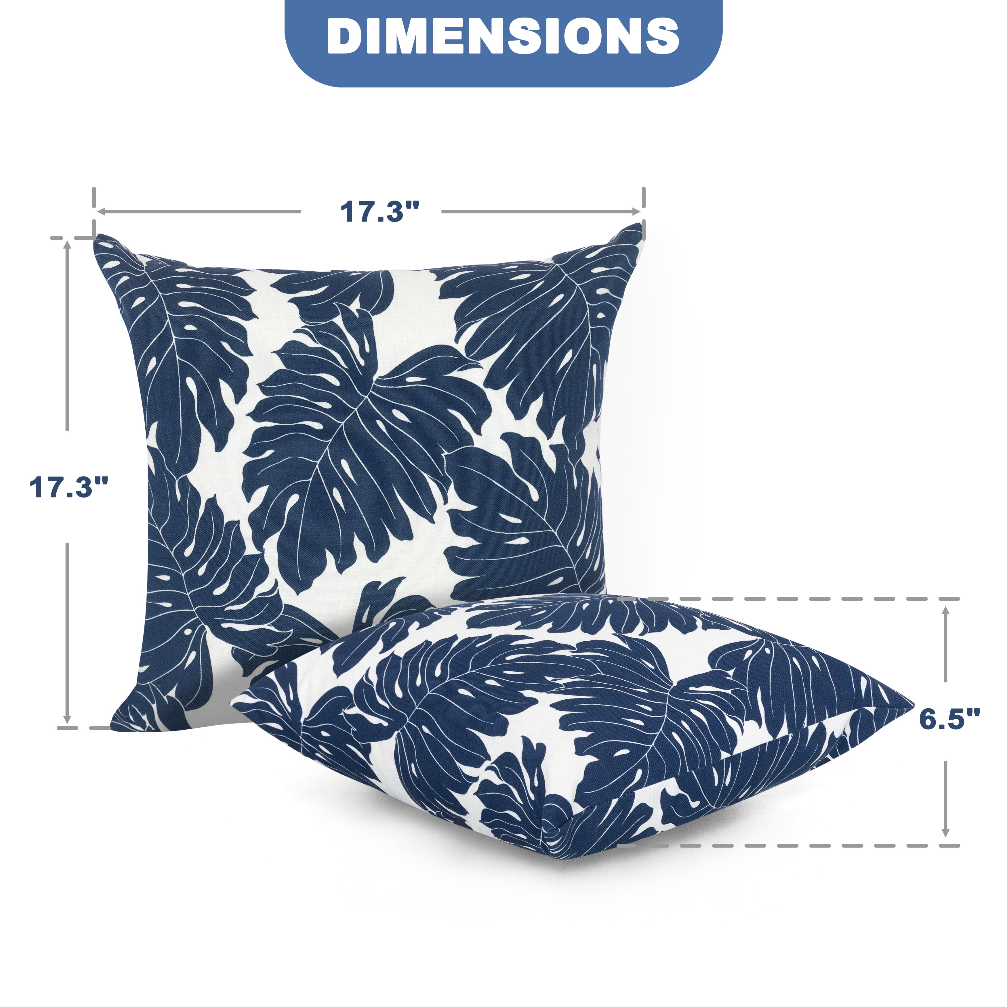 Nuu Garden Outdoor Patio Throw Pillows 17.3'' x 17.3'' x 6.5'' Set of 2 Throw Pillows with Inners Outside Bench Chair Decorative Cushions for Swing Deep Seat Bed Couch Sofa Indoor Outdoor Pillows