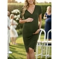 thumbnail image 5 of Short Sleeve Summer Maternity Dress for Woman Ruched Pregnancy Clothes, 5 of 6