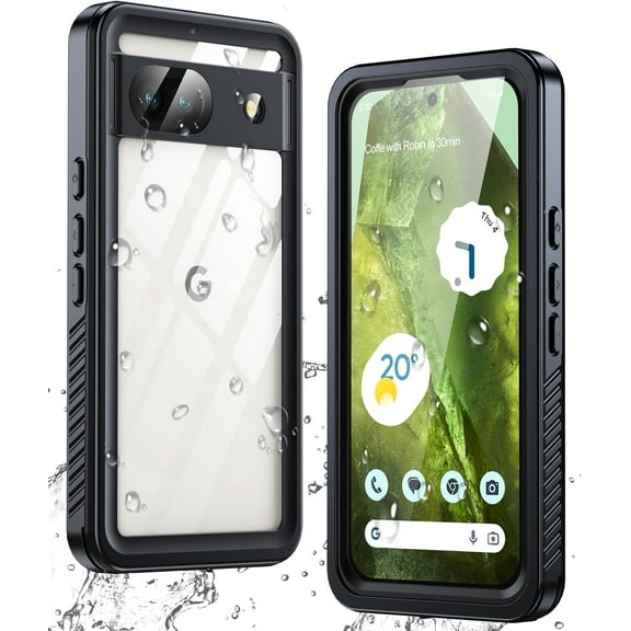 for Google Pixel 8A Case, Pixel 8A Case Waterproof with Built-in Screen Protector, Full Body Sealed, Heavy Duty Shockproof Dustproof Snowproof Clear Phone Case for Pixel 8A - Black