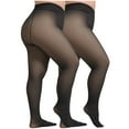 thumbnail image 3 of qucoqpe Tights for Women 2 Pairs Plus Size Fleece Lined Tights Fake Translucent Thermal Tights Sheer Pantyhose Leggings for Fall Winter, 3 of 7