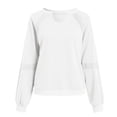 thumbnail image 6 of idosla Womens Retro Lantern Sleeve Tops Round Neck with Lace Trim Sweatshirt Casual Ribbed Cuffs Pullover Top (White, M), 6 of 9