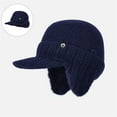 thumbnail image 2 of DJN Women Winter Ear Flap Hat for Outdoor Riding Thickened Fleece Lined Knit Beanie Cotton Windproof Cold Weather Cap Navy One Size, 2 of 8