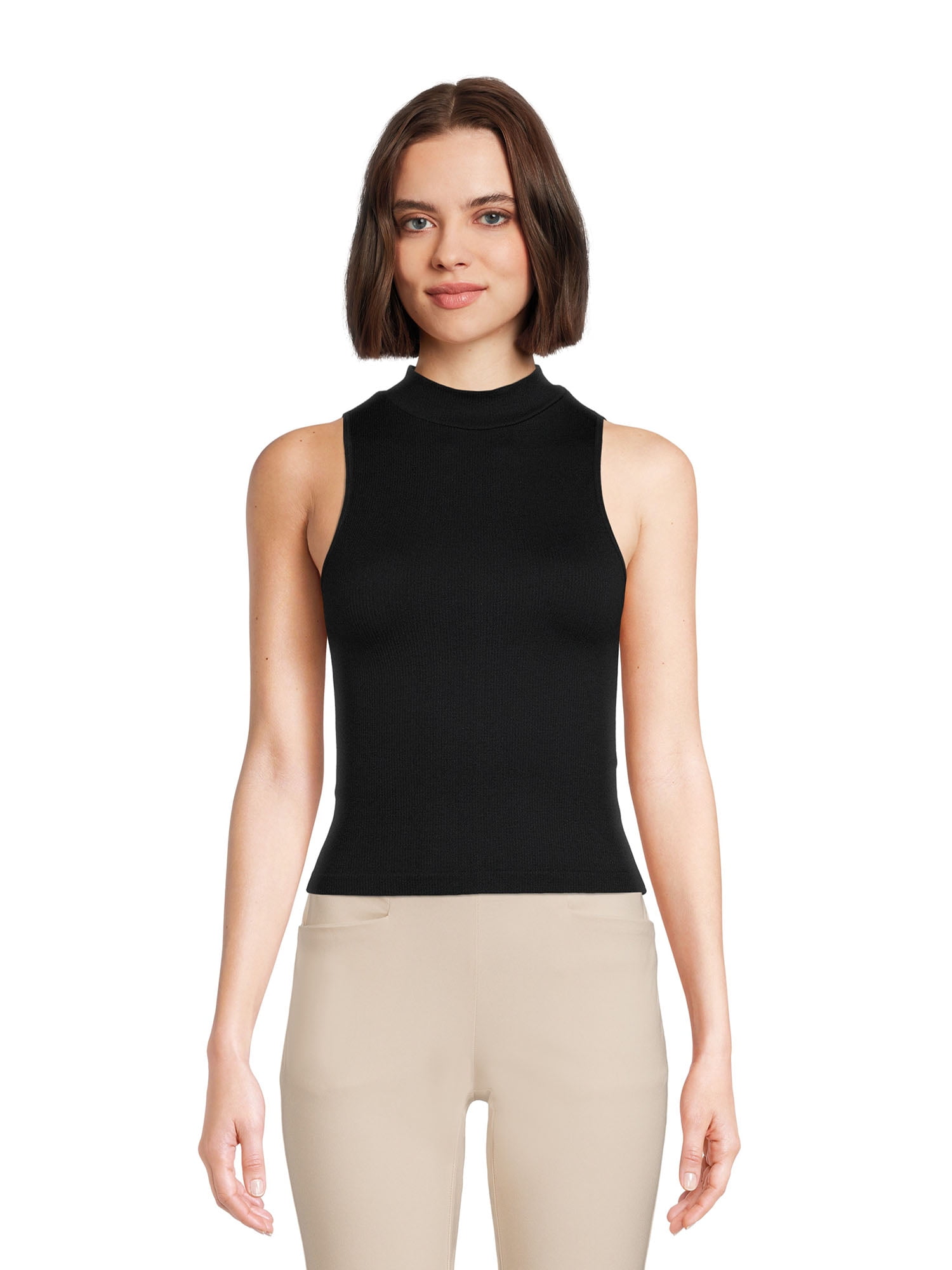 Madden NYC Sleeveless Mock Neck Top - Stretch Knit - Walmart.com