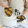 thumbnail image 2 of Yellow Black Plaid Sunflower Oven Mitts Heat Resistant, Soft Lining Silicone Mini Oven Mitts with HangingLoop, Kitchen Oven Gloves Heat Resistant 500℉ for Cooking Baking Microwave, 2 of 7
