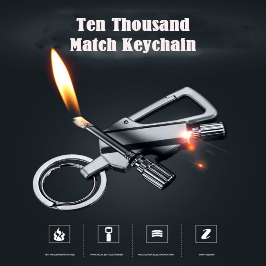 Keychain Fire Starter, Keychain Multitool with Flint Metal Matchstick
