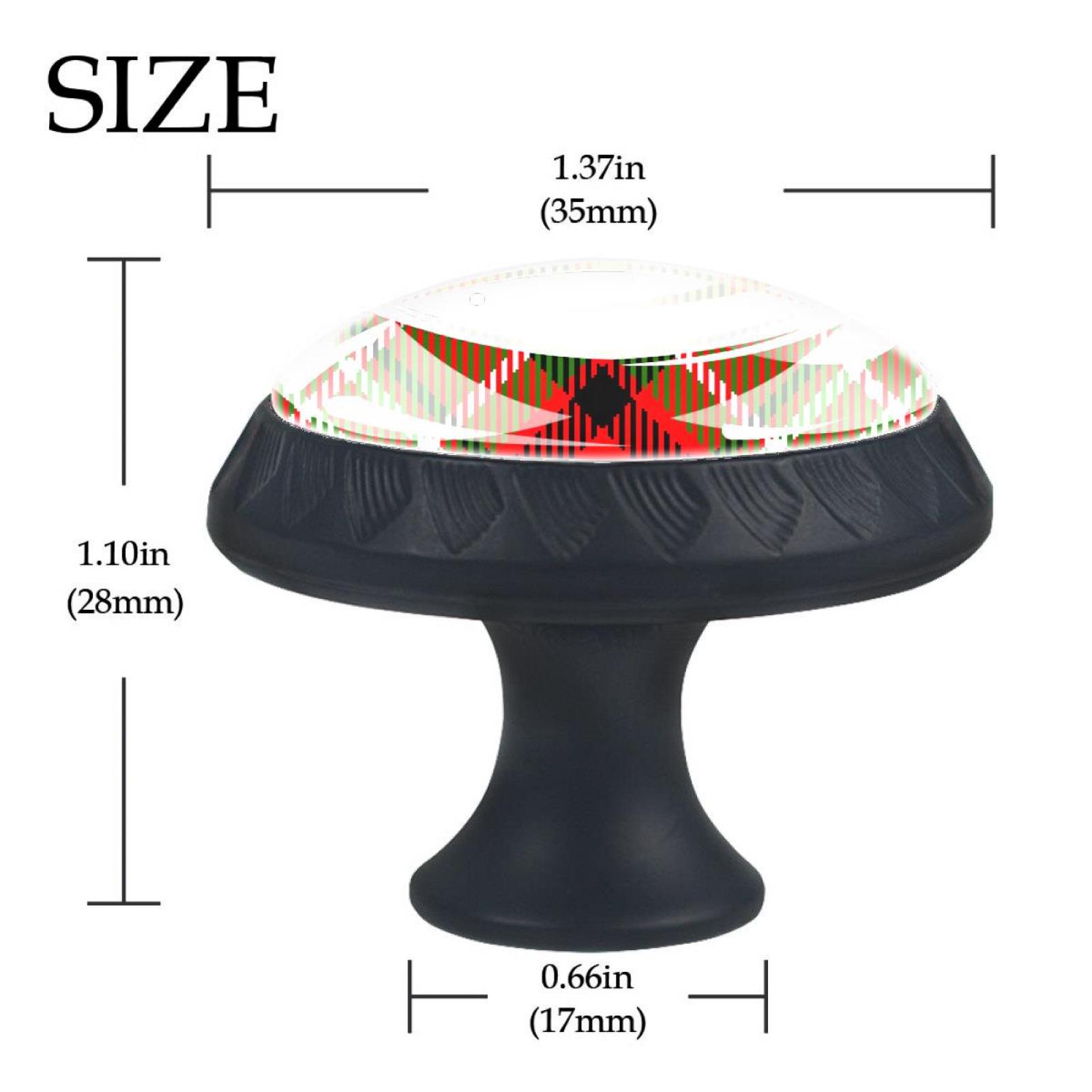 4 Pcs Red Plaid Pattern Knobs for Kitchen Cabinet Cupboard Dresser Bookcase Drawer Pulls Handles Round Home Decor