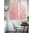 thumbnail image 5 of Sheer Curtains 72 Inches Long, Pink Gold Light Filtering Window Curtains for Living Room, Boho Modern Abstract Minimalist Aesthetic Flower Rod Pocket Voile Sheer Curtain Drapes, 52"W x 72"L, 2 Panels, 5 of 8