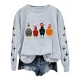 thumbnail image 1 of WEAIXIMIUNG Chandail en Molleton Court Grande Taille Noël Oversize Femmes Manches Longues Col Rond Chandails en Molleton Imprimé Poulet Léger Ample Haut, 1 of 5