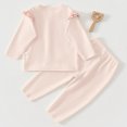 thumbnail image 5 of Faraee Baby Boy Girl Two Piece Outfit Ruffle Shoulder Long Sleeve Top and Pants Set Cotton Solid Color Loungewear Sleepwear for Infant Toddler 6 12 18 24 Months, 5 of 6