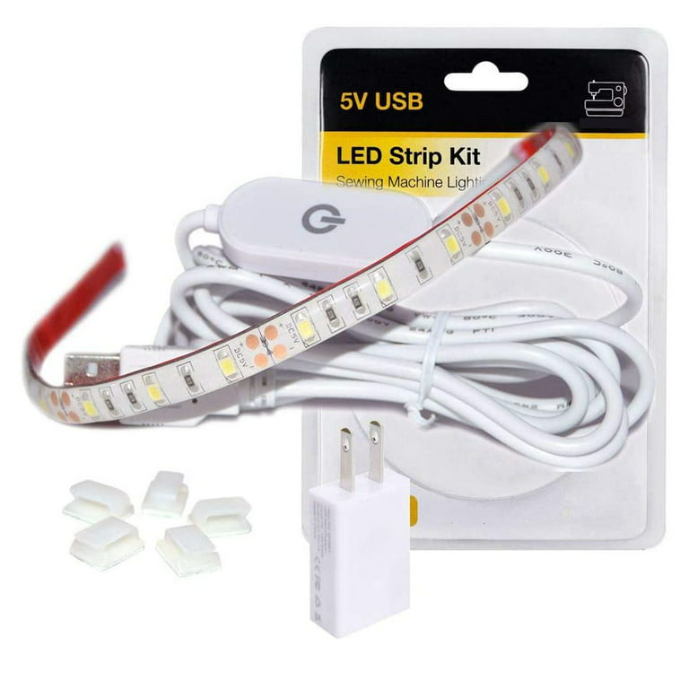 Sewing Machine Light,LED Lighting Strip Kit Cold White 6500K with Touch Dimmer and USB Power,Fits All Sewing Machines(Plastic Blister Packaging)