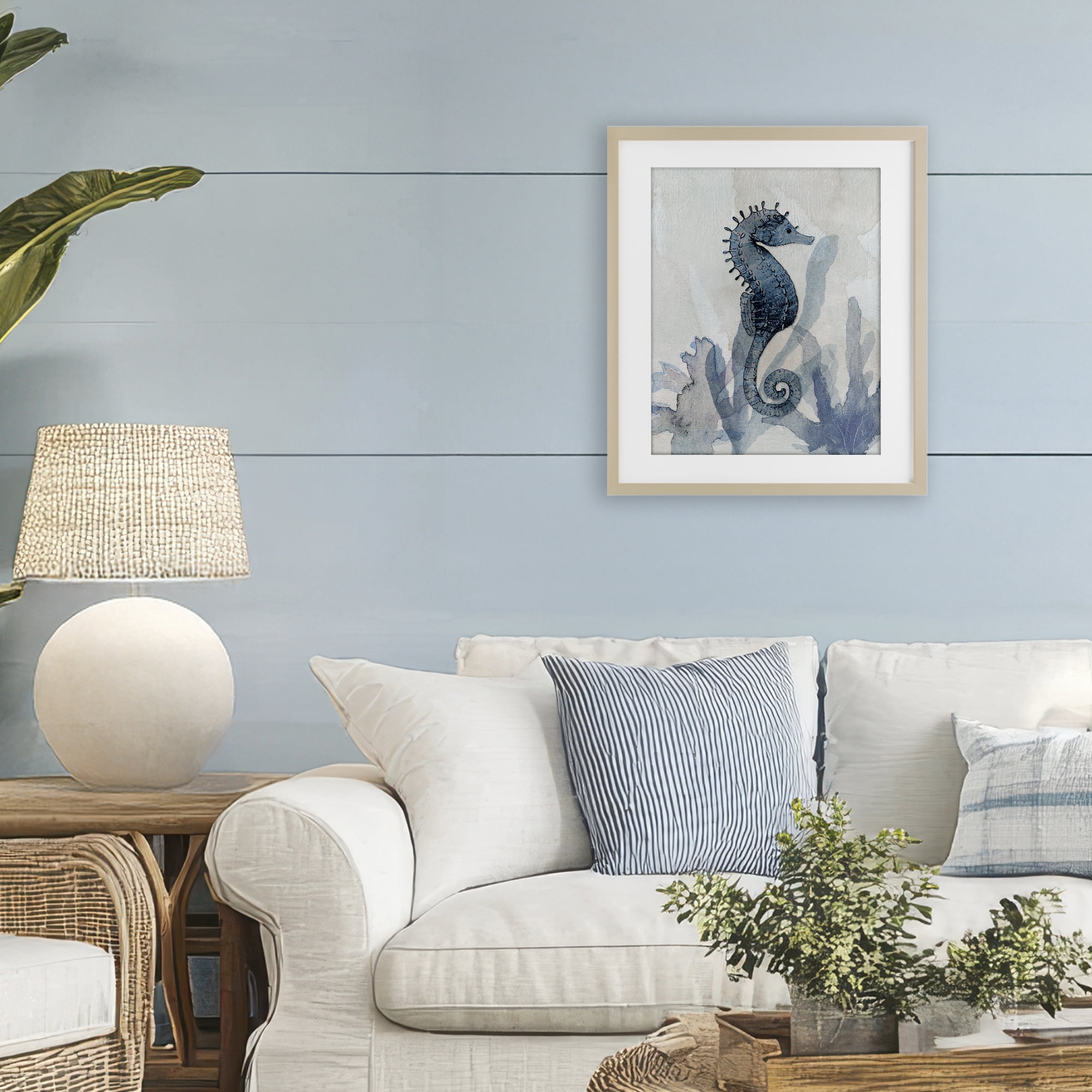 Stupell Industries Seahorse & Seaweed Impressions Birch Framed Print Under Glass, design by Susan Jill