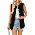 thumbnail image 2 of Women'S 2025 Summer Sweater Vest Sleeveless Knit Cardigan Button Down Tank Tops Black S, 2 of 7