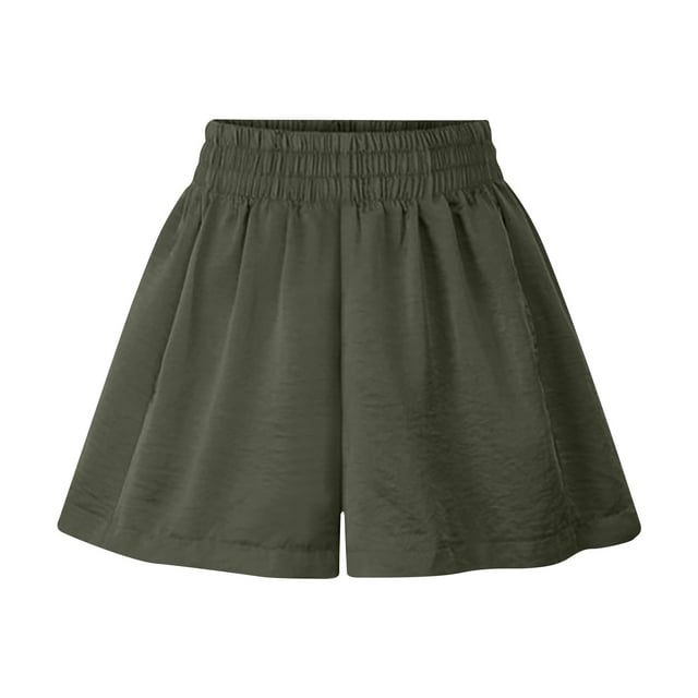 Timegard Wide Leg Shorts for Women Plus Size Ruched Elastic Waisted Lightweight Casual Loose Shorts