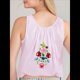 thumbnail image 5 of Blusas Bordadas con Flores para Mujer, Cuello en U, Flecos y Lazo Frontal, Camisetas Sin Mangas Holgadas Estilo Bohemio . Rosa M, 5 of 8