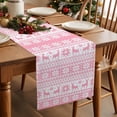 thumbnail image 3 of Winter Snowflake Elk Table Runner 13x90in Non-Slip Cotton Linen Table Runners, Watercolor Pink Striped Dresser Scarves TableRunner for Dinner Kitchen Dining Wedding Party, 3 of 9