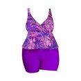thumbnail image 2 of PEASKJP Plus Size Swimsuit for Women One Piece Swimsuits Training Swimwear Bathing Suits Plus Size One Piece Swim Dress Purple XX-L, 2 of 5