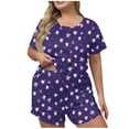 thumbnail image 3 of Tqcoqu Women's Plus Size Pajama Sets Short Sleeve Pjs 2 Piece Top and Shorts Sleepwear Comfy Soft Lounge Sets with Pockets,A-Blue,Women's XL-XXXXXL, 3 of 7