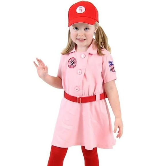 Costume Agent Rockford Peaches Costume A League of their Own AAGPBL with Red Hat & Belt for Toddler Girls