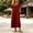 Wine, variant on Women's Solid Round Neck Beach Dress Short Sleeve Vacation Skirt