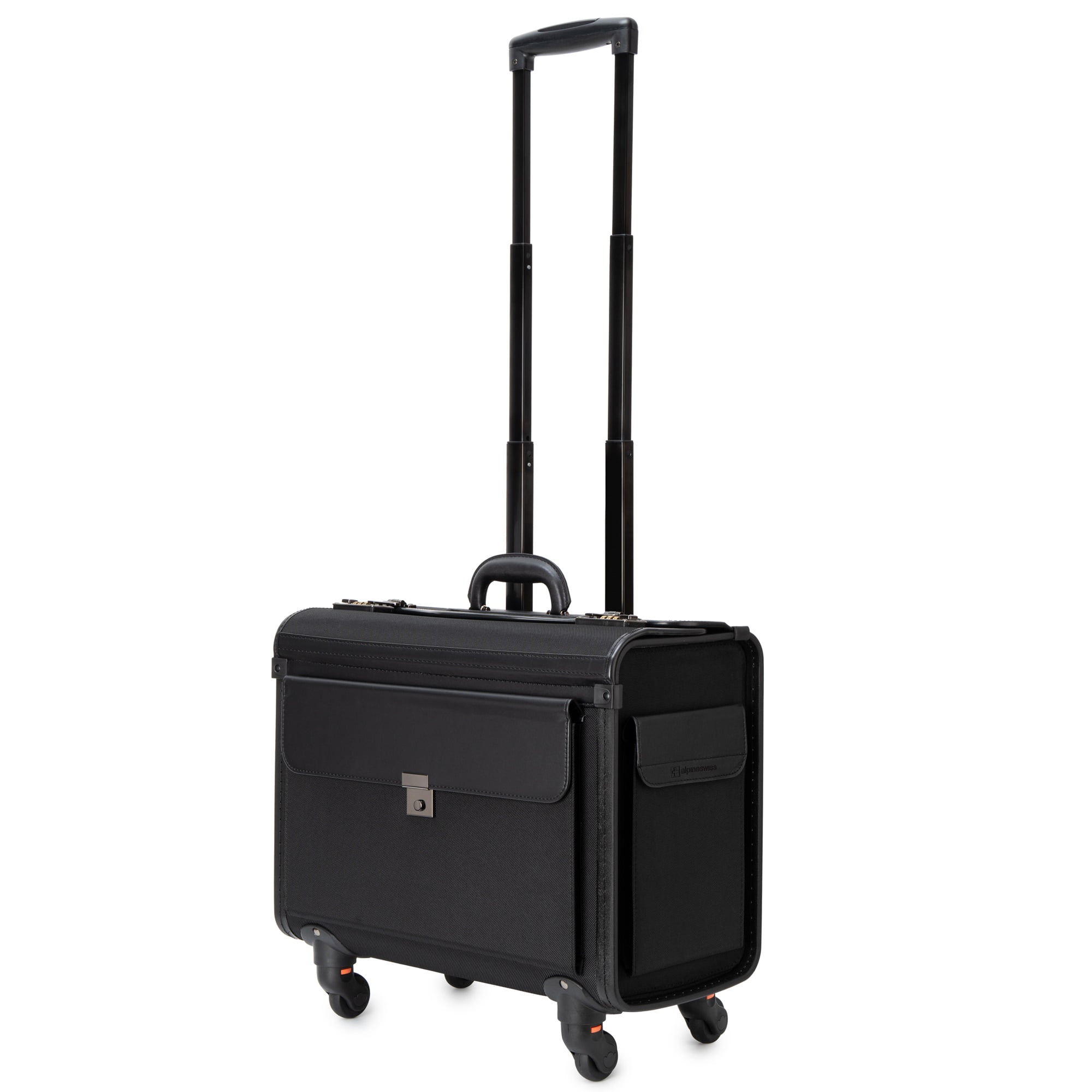 Alpine Swiss Laptop Rolling Briefcase 4 Wheels Pilot Lawyer Attache Travel Case