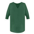 thumbnail image 3 of Yubnlvae Women's Loose V-Neck Batwing Sleeve 3/4 Length Cotton T-Shirt – Black, White, Grey, Green, Purple, Red, Blue (S-XXL) (Green | XL), 3 of 6